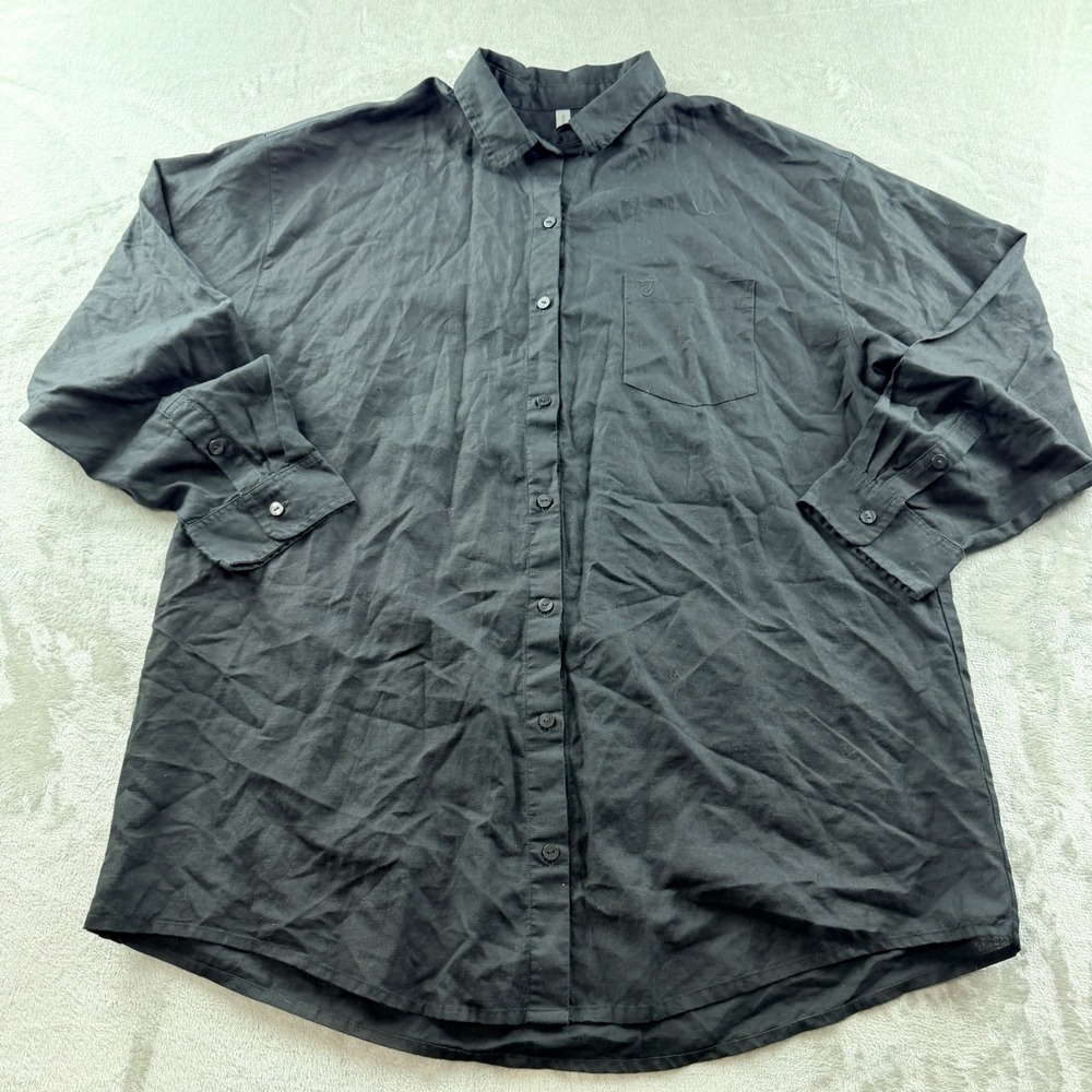 Victoria's Secret Women's Large Black Linen Blend Button Down Shirt